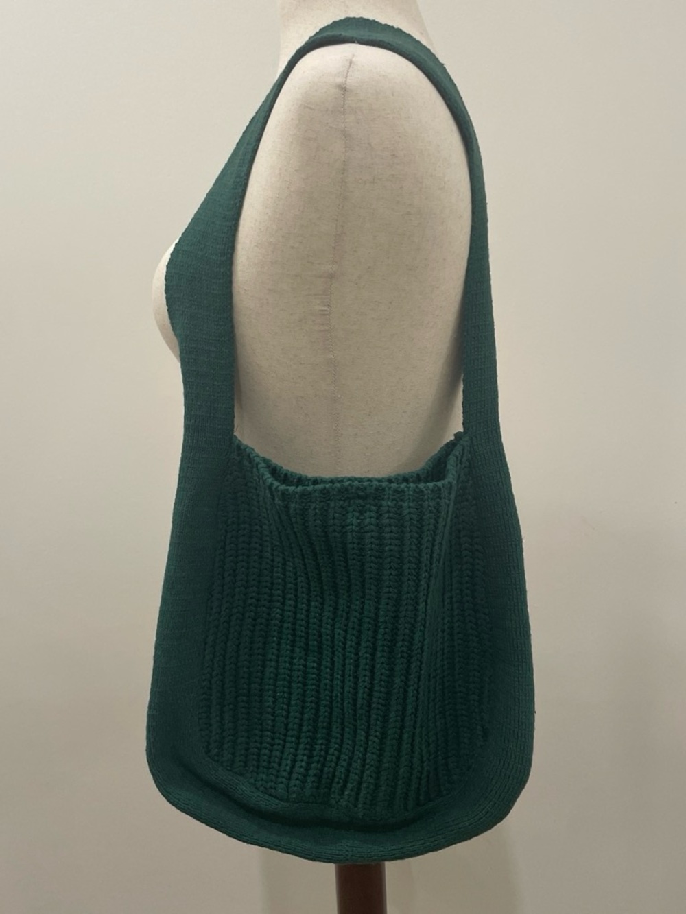 Knit Shoulder Bag in Deep Green